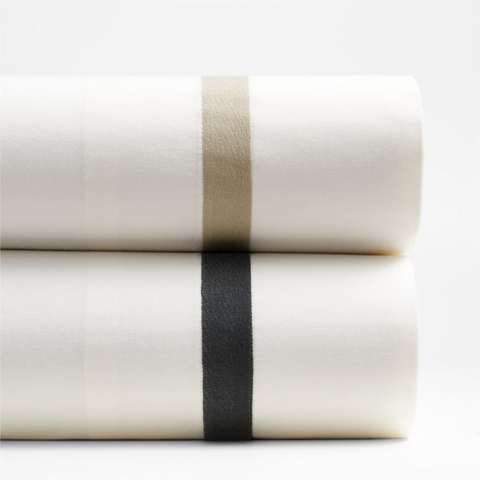 Favorite Organic Cotton Percale Tuxedo Stripe Ink Black Full Bed Sheet Set
