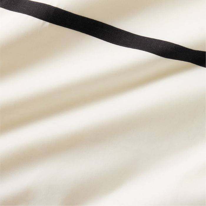 Favorite Organic Cotton Percale Tuxedo Stripe Ink Black King Bed Pillow Sham