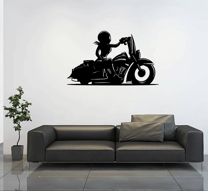 Female Biker - Metal Wall Art