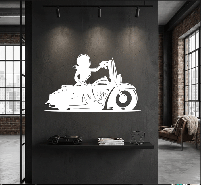 Female Biker - Metal Wall Art
