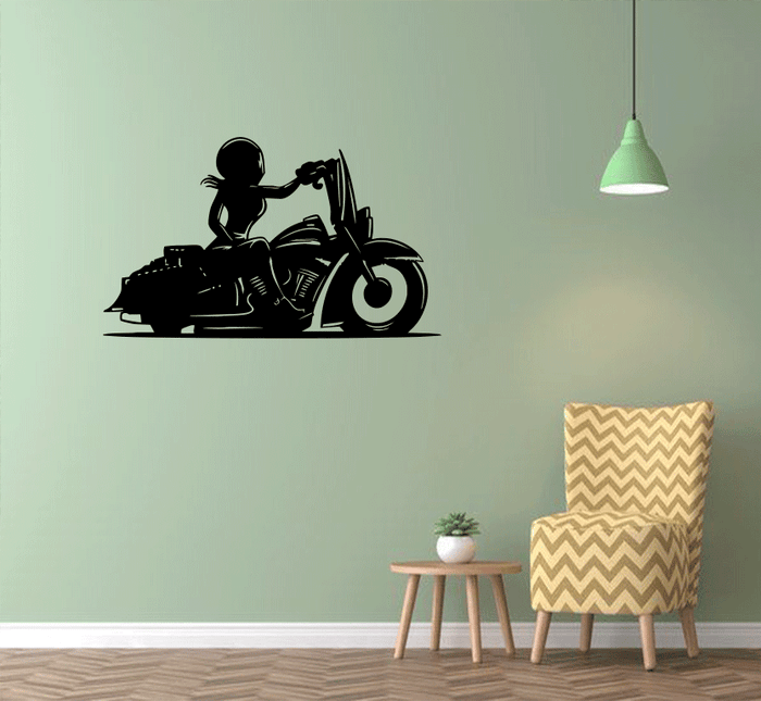 Female Biker - Metal Wall Art