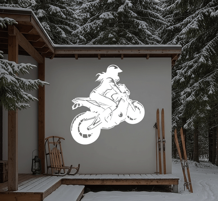 Female Motorcyclist- Metal Wall Art