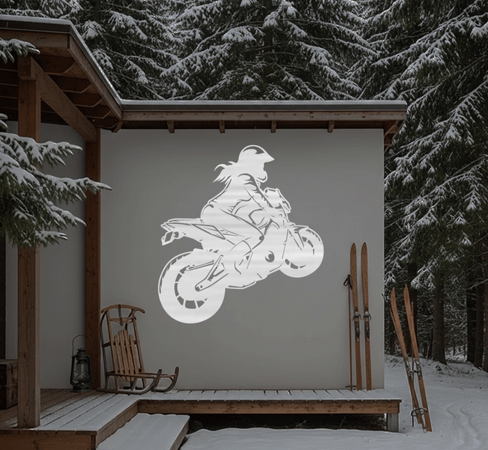 Female Motorcyclist- Metal Wall Art