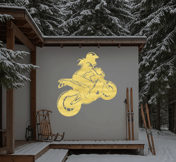 Female Motorcyclist- Metal Wall Art