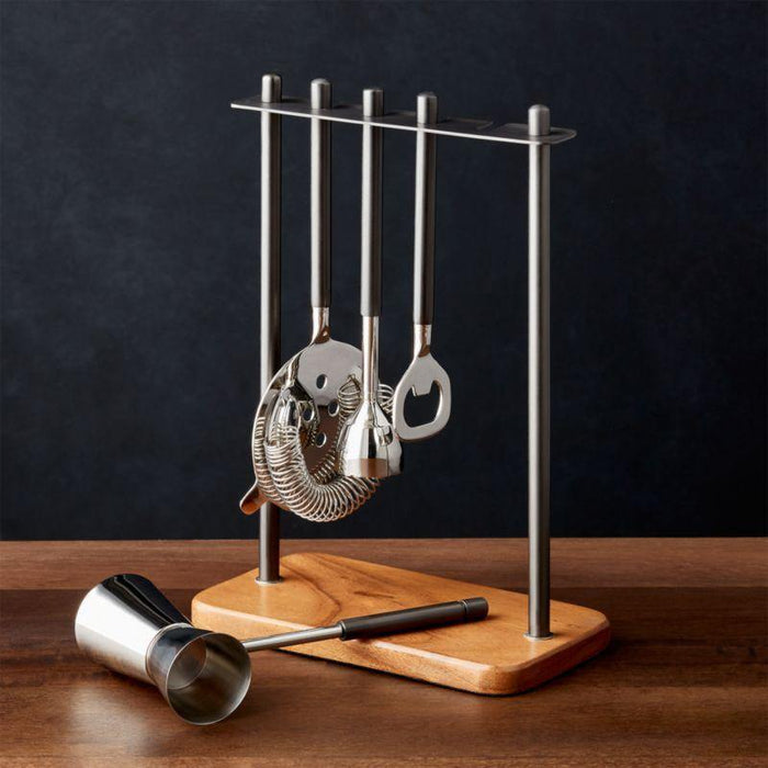 Fenton Graphite and Wood Bar Tool Set - Crate and Barrel Philippines