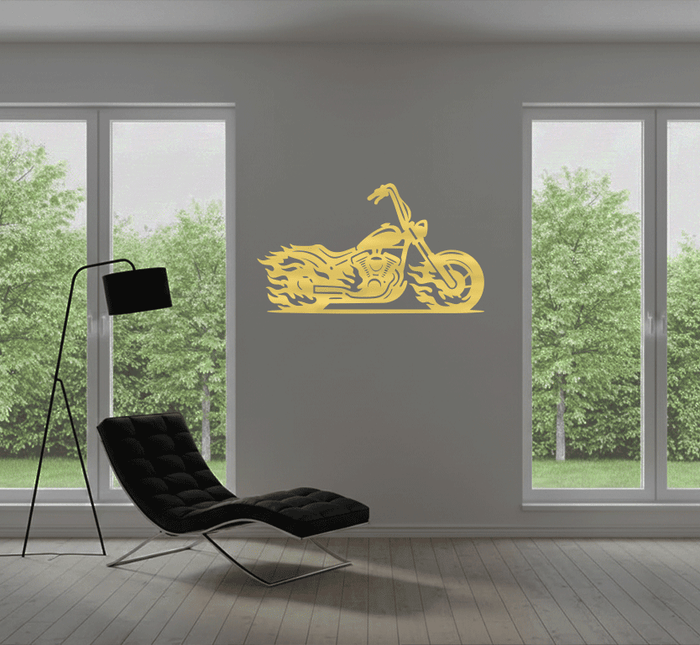 Flaming Bike - Metal Wall Art