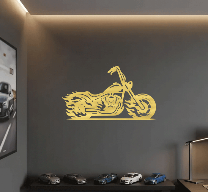 Flaming Bike - Metal Wall Art