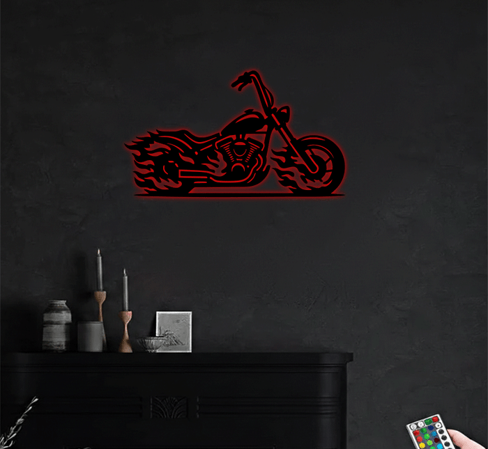 Flaming Bike - Metal Wall Art