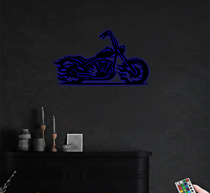 Flaming Bike - Metal Wall Art