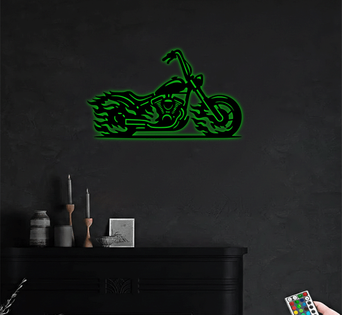 Flaming Bike - Metal Wall Art