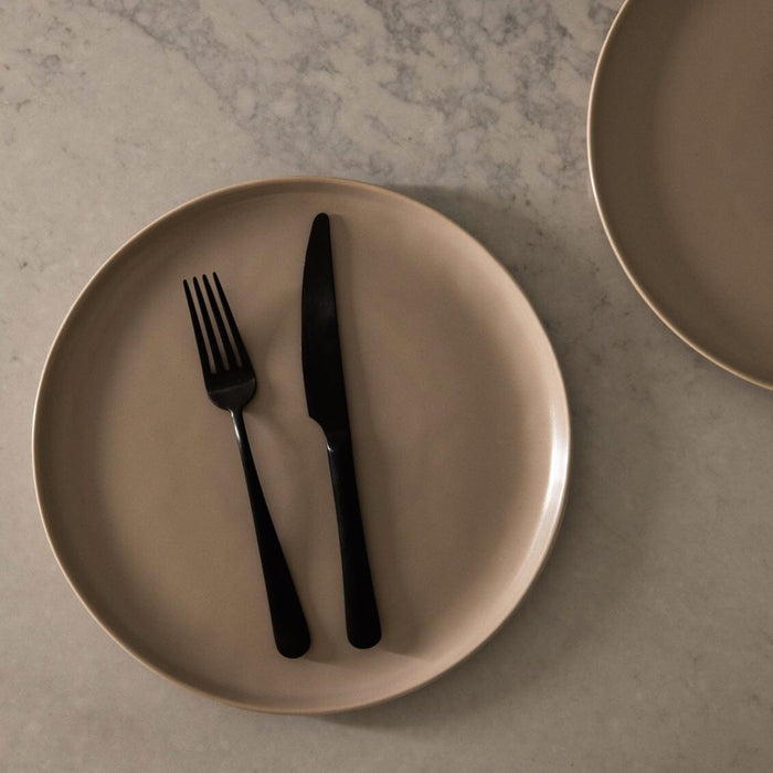 Flatware set flatware by Fable Home, shown in a matteblack finish. – #matteblack