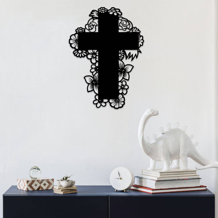 Floral Cross - Metal Wall Art - MetalPlex