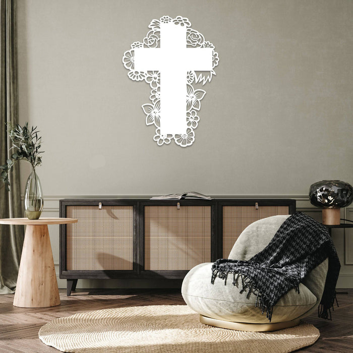 Floral Cross - Metal Wall Art - MetalPlex