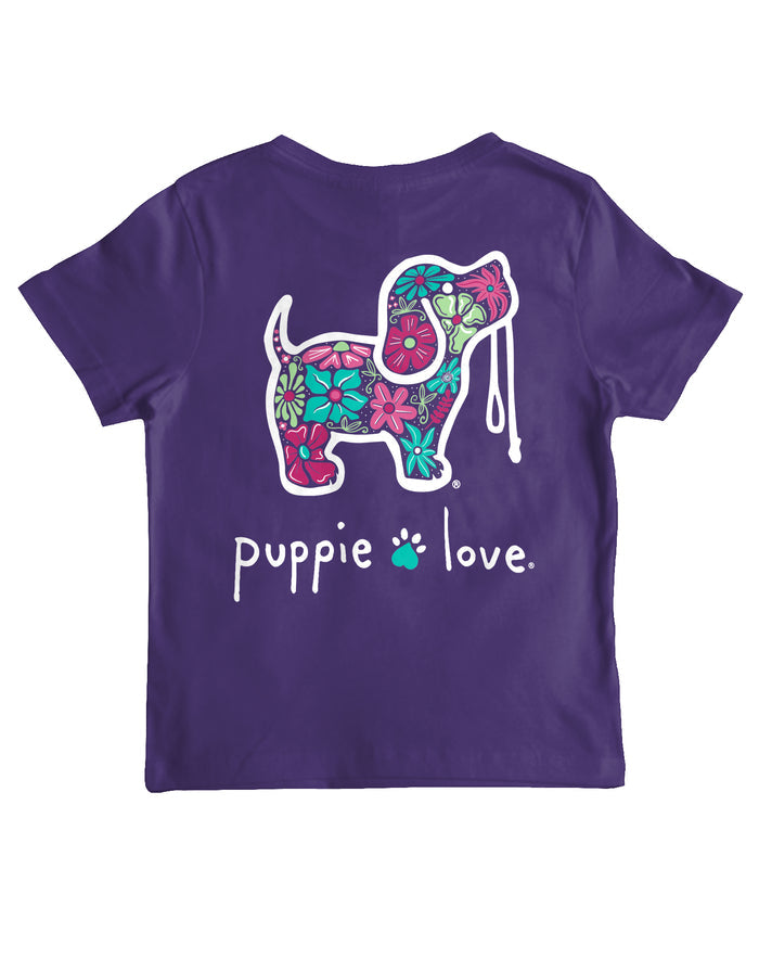 FLORAL PATTERN PUP, YOUTH SS PUPPIE LOVE