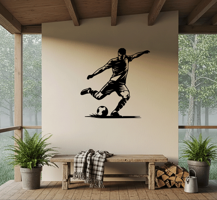 Football Striker Metal Wall Art