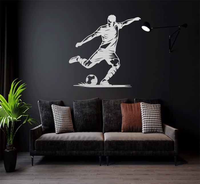 Football Striker Metal Wall Art