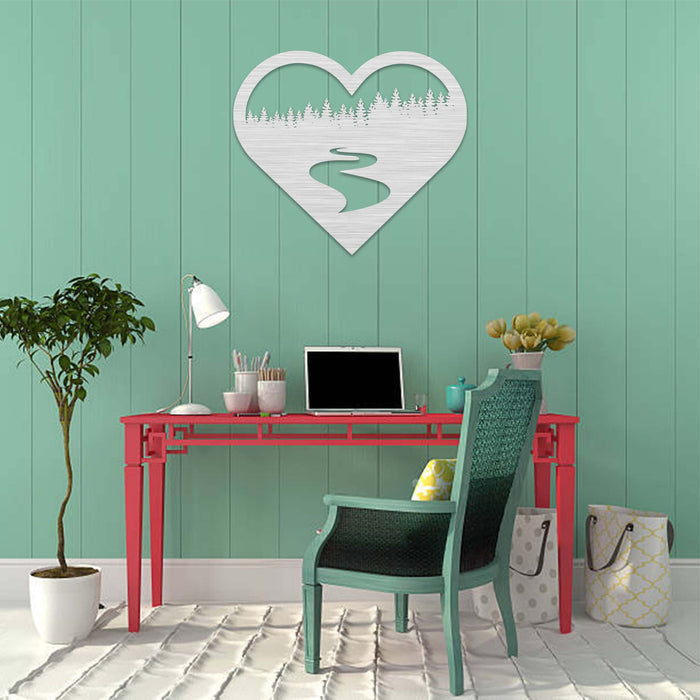 Forest River Heart - Metal Wall Art - MetalPlex