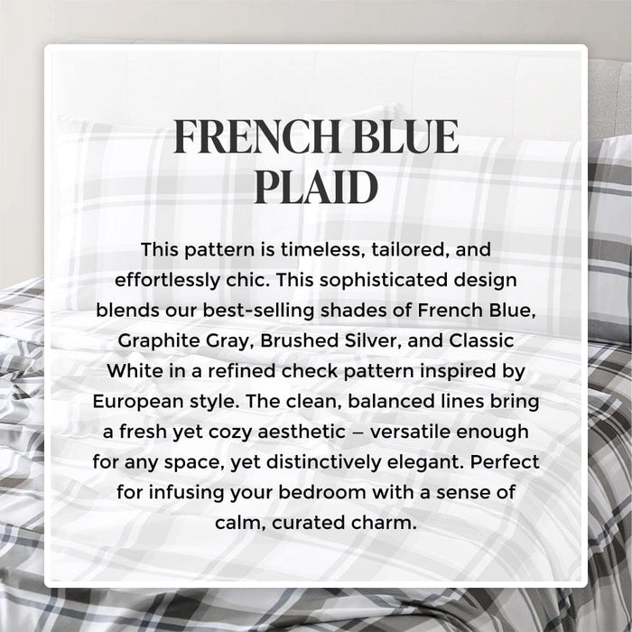 French Blue Plaid Pillowcase Set
