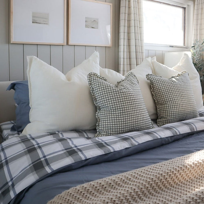 French Blue Plaid Sheet Set