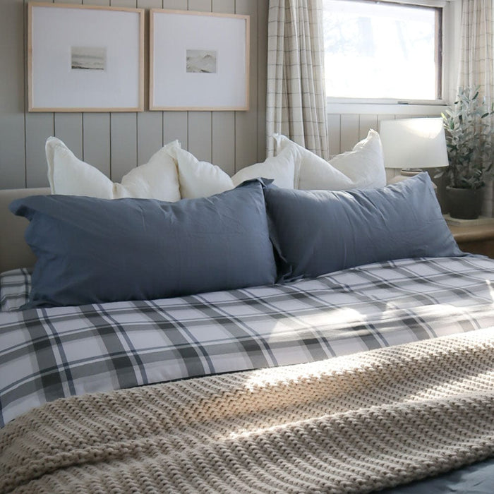 French Blue Plaid Sheet Set