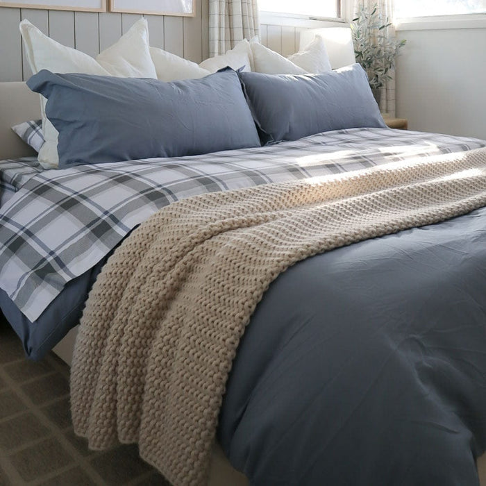 French Blue Plaid Sheet Set