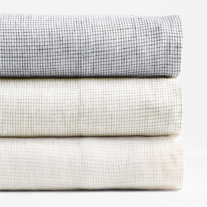 Garden Green Grid Natural Hemp Fiber King Bed Sheet Set