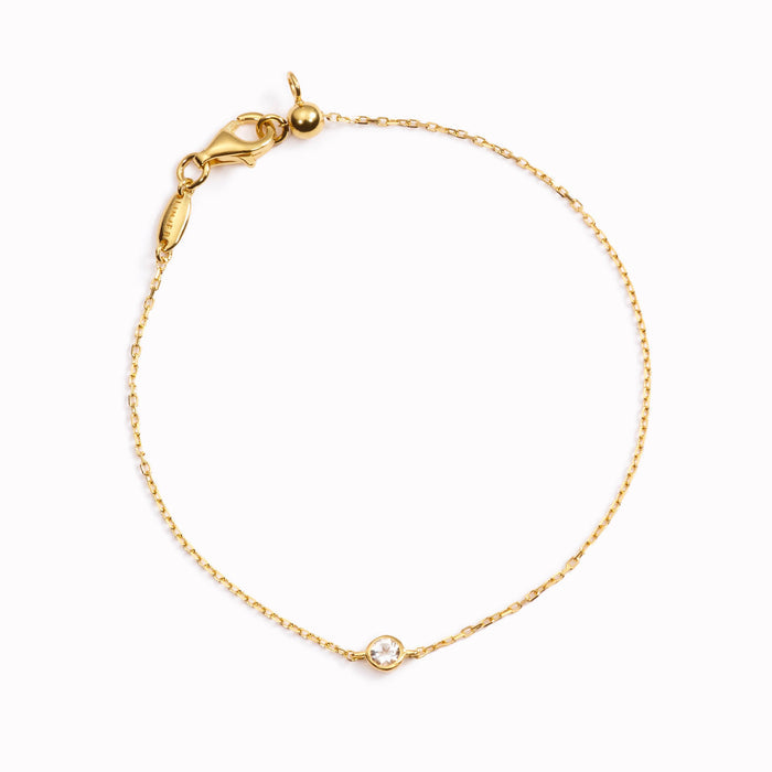 Bezel-set white topaz gemstone bracelet in gold vermeil