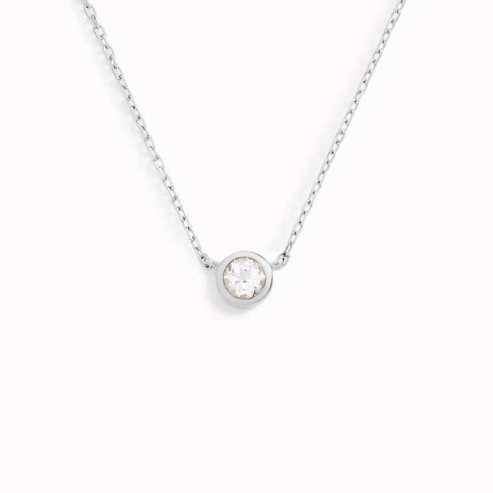 Sterling silver necklace with white topaz gemstone