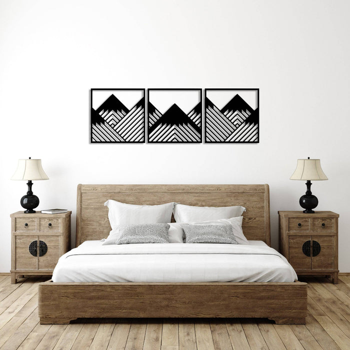 Geometric Mountains (3 Piece) - Metal Wall Art - MetalPlex