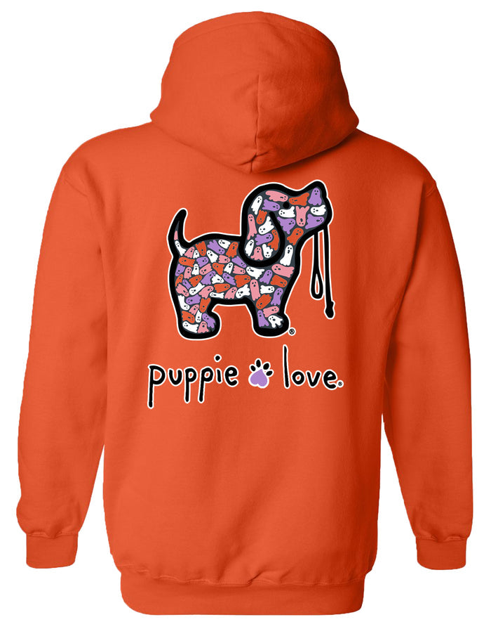 GHOST PATTERN PUP, ADULT HOODIE PUPPIE LOVE