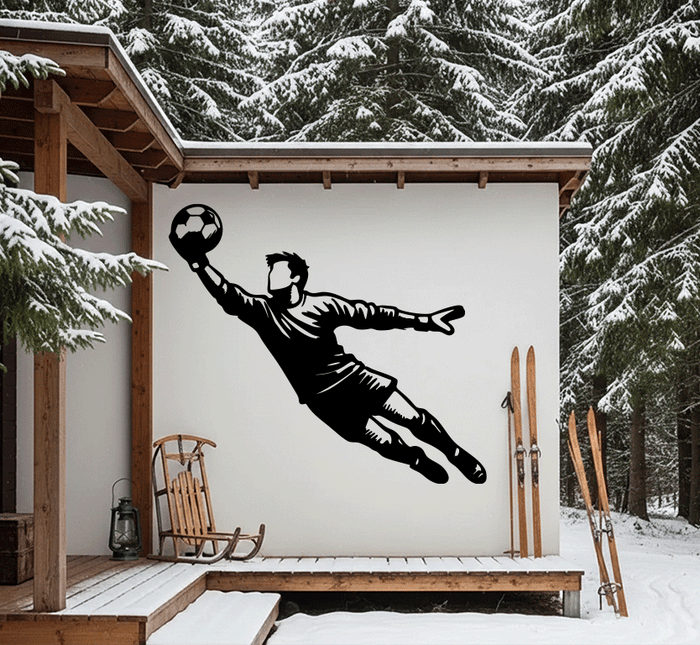 Goalkeeper Diving Save Metal Wall Art