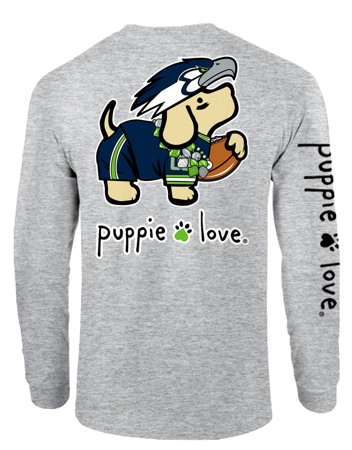 GREEN AND NAVY MASCOT PUP, ADULT LS PUPPIE LOVE