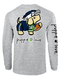 GREEN AND NAVY MASCOT PUP, ADULT LS PUPPIE LOVE