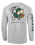 GREEN AND WHITE MASCOT PUP, ADULT LS PUPPIE LOVE