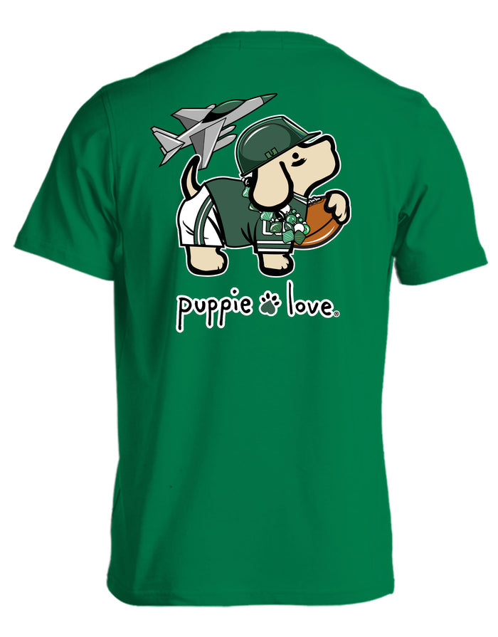 GREEN AND WHITE MASCOT PUP PUPPIE LOVE