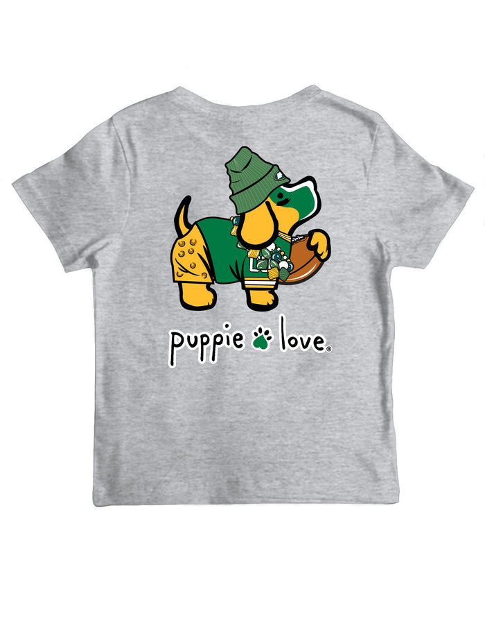 GREEN AND YELLOW MASCOT PUP, YOUTH SS PUPPIE LOVE