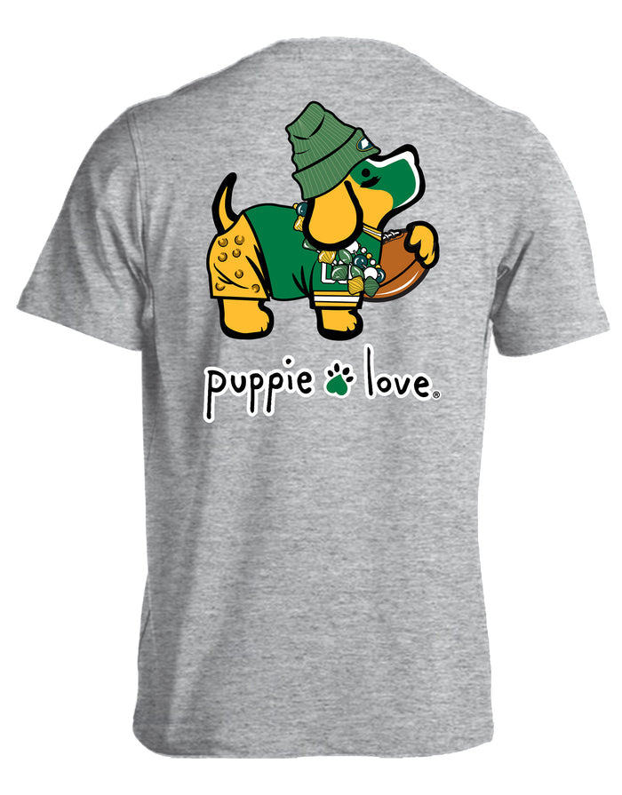 GREEN AND YELLOW MASCOT PUP PUPPIE LOVE