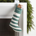 Green Felted Wool Stripe Christmas Stocking