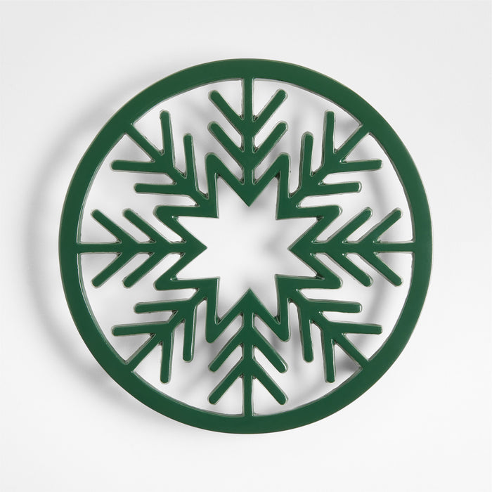 Green Tree and Snowflake Holiday Trivet