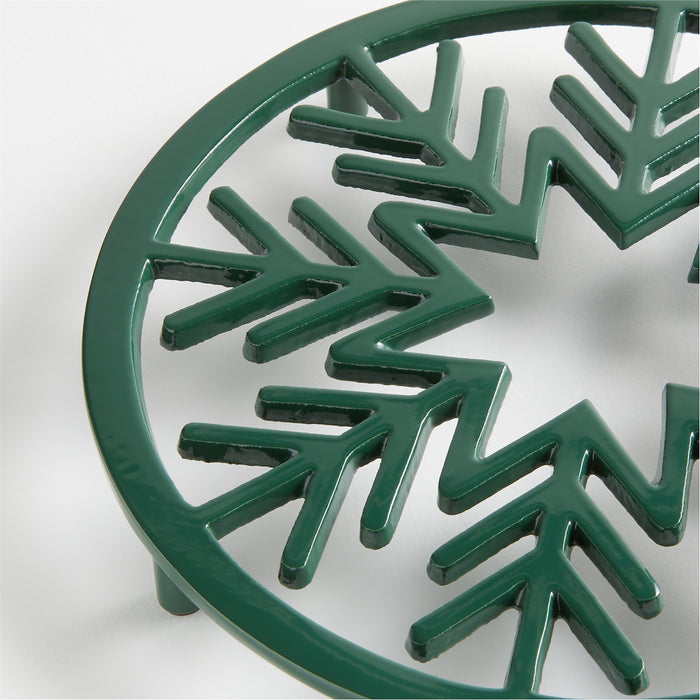 Green Tree and Snowflake Holiday Trivet