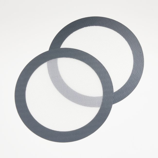 Grey 9" Round Silicone Baking Mats, Set of 2
