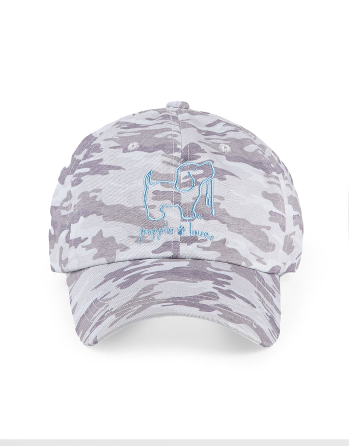 GREY CAMO BASEBALL HAT PUPPIE LOVE