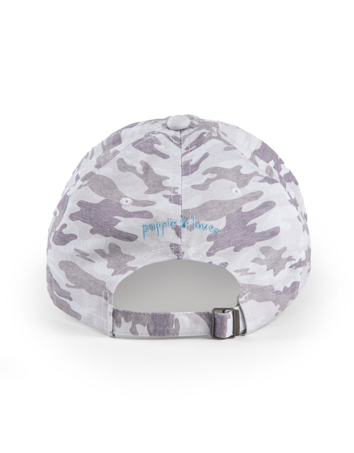 GREY CAMO BASEBALL HAT PUPPIE LOVE