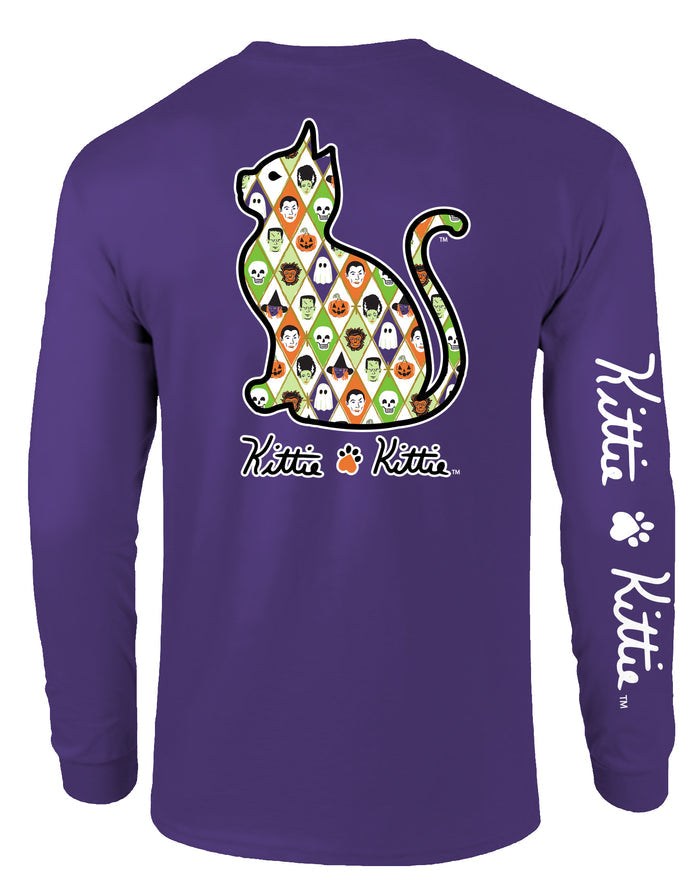 HALLOWEEN ARGYLE KITTIE, ADULT LS KITTIE KITTIE
