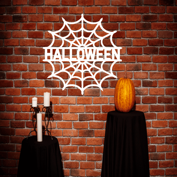 Halloween Personalized Spider Web Name Metal Wall Art