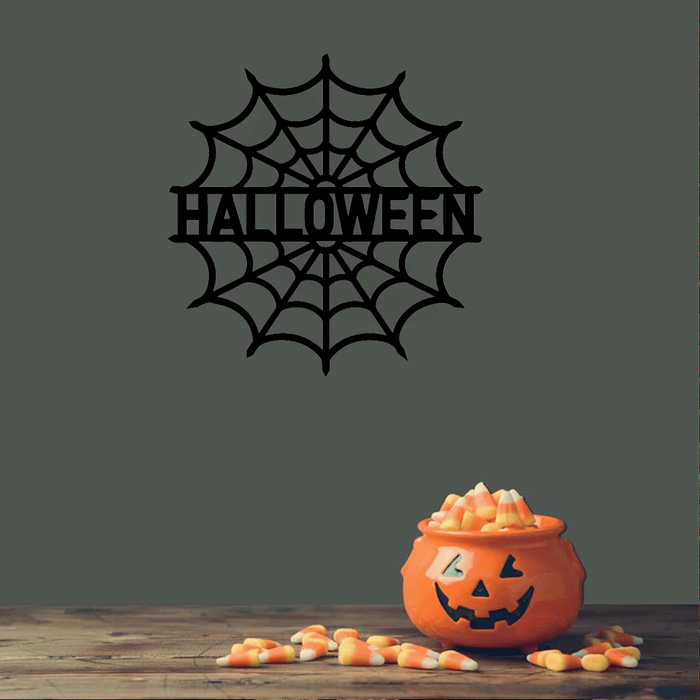 Halloween Personalized Spider Web Name Metal Wall Art