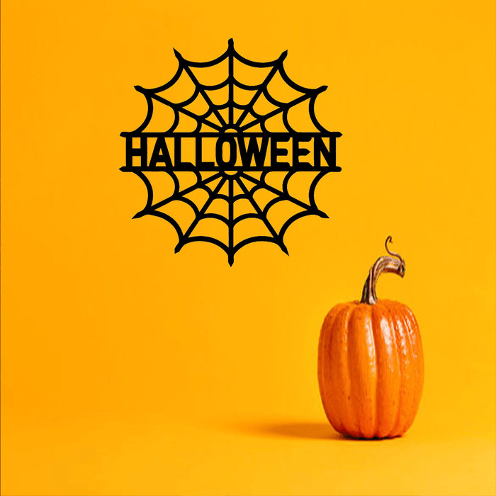Halloween Personalized Spider Web Name Metal Wall Art
