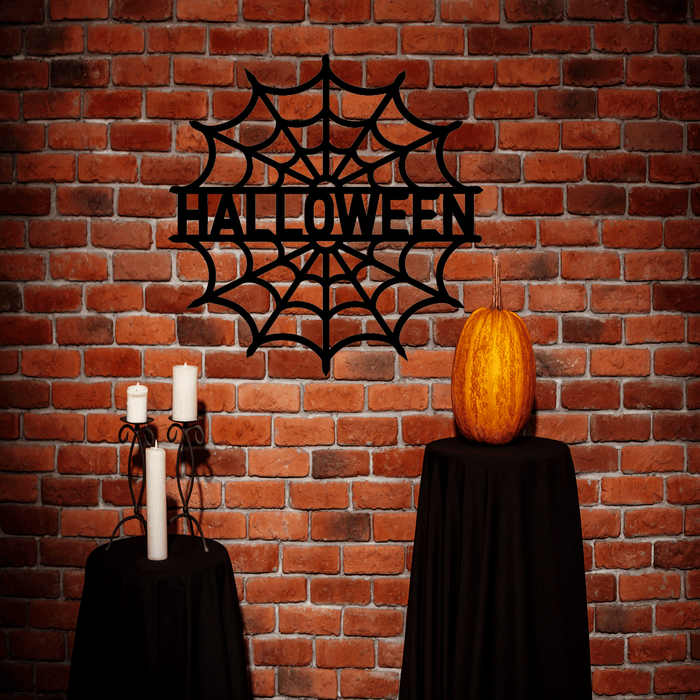 Halloween Personalized Spider Web Name Metal Wall Art