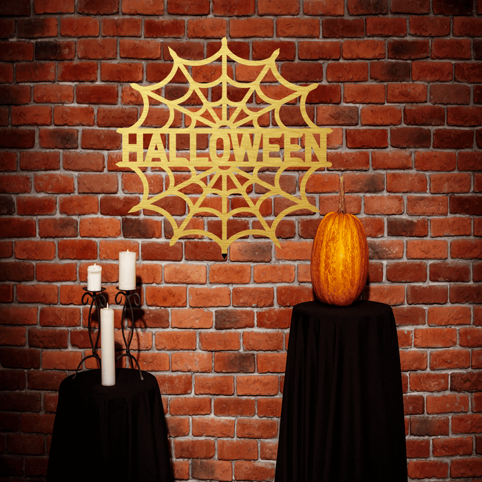 Halloween Personalized Spider Web Name Metal Wall Art