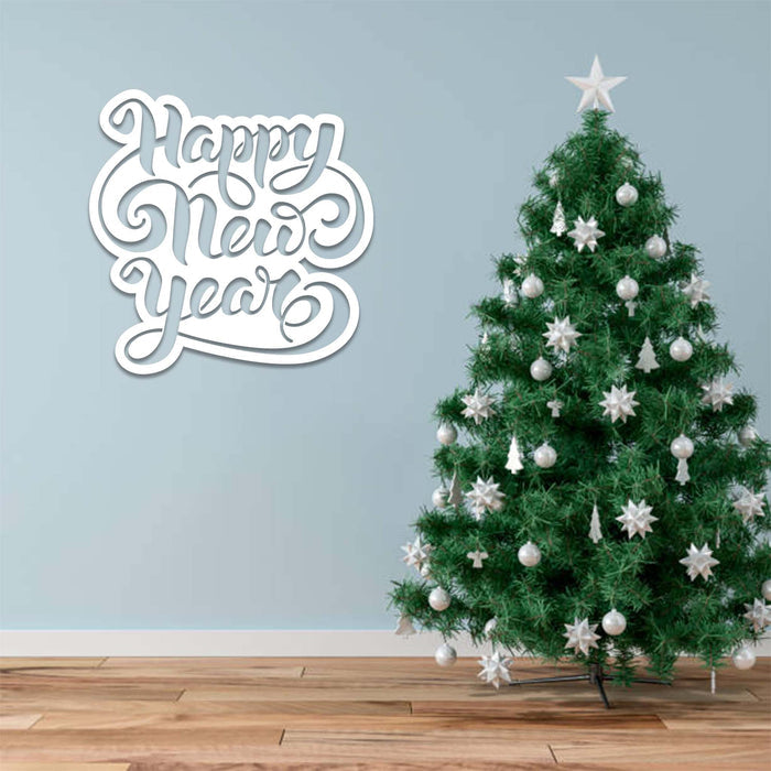 Happy New Year Script - Metal Wall Art - MetalPlex
